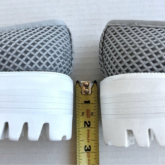 Aerosoles Ronnie Gray Mesh Fabric Preppy Loafers White Platform Soles Women 8 - Picture 12 of 16
